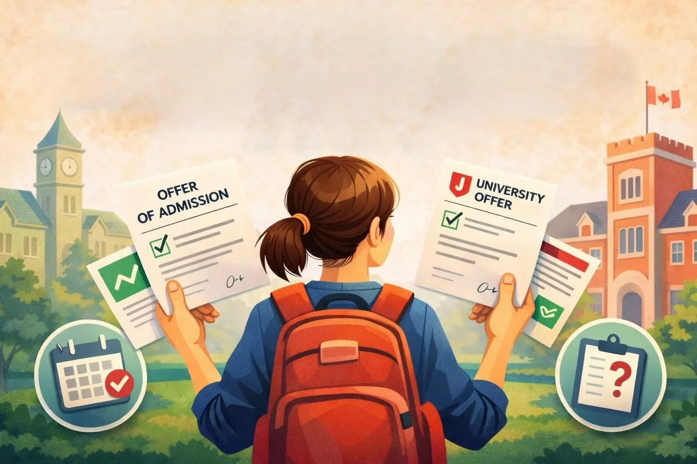 illustration-of-a-girl-deciding-between-multiple-university-offers-for-can-I-accept-multiple-university-offers